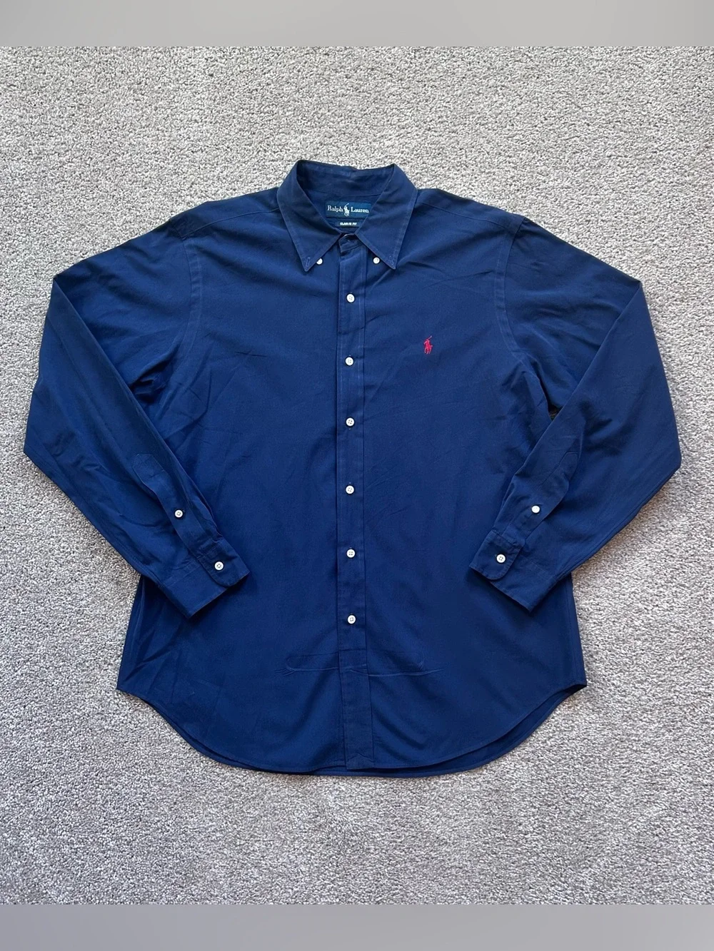 Polo by Ralph Lauren Navy Button-Down Shirt with Red Logo